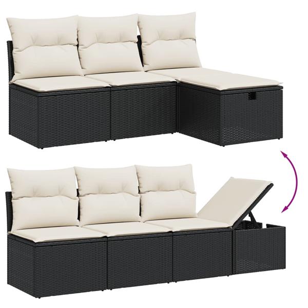 Grote foto vidaxl 8 delige loungeset met kussens poly rattan zwart tuin en terras tuinmeubelen