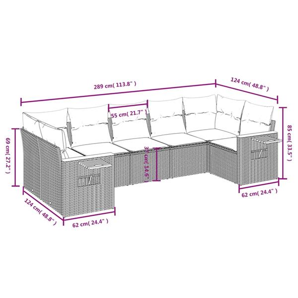 Grote foto vidaxl 7 delige loungeset met kussens poly rattan zwart tuin en terras tuinmeubelen