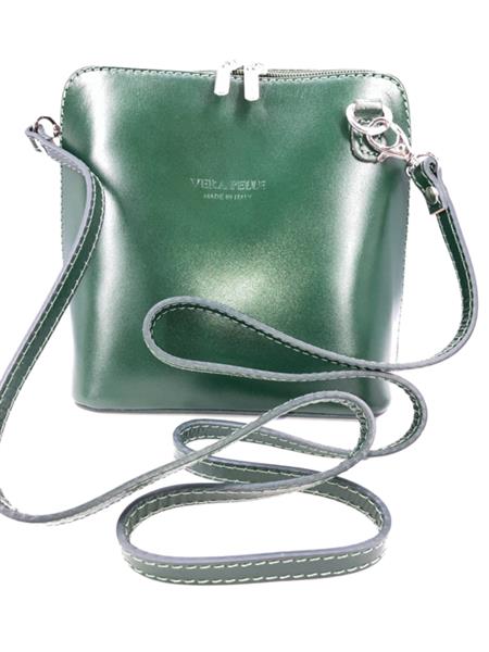 Grote foto groen vera pelle italiaans leren schoudertasje rits rondom kleding dames sieraden