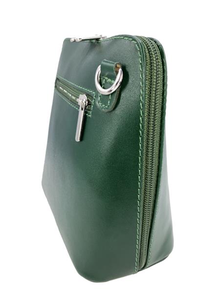 Grote foto groen vera pelle italiaans leren schoudertasje rits rondom kleding dames sieraden