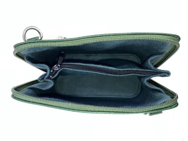 Grote foto groen vera pelle italiaans leren schoudertasje rits rondom kleding dames sieraden