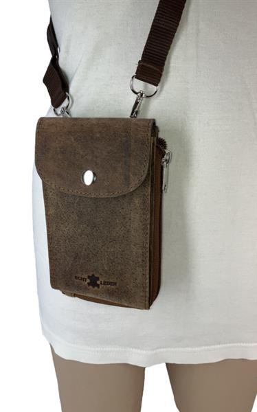 Grote foto hunterleren klein telefoontasje met schouderband kleding dames sieraden