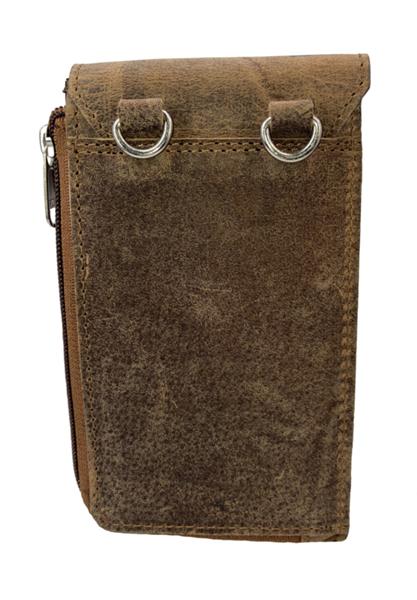 Grote foto hunterleren klein telefoontasje met schouderband kleding dames sieraden