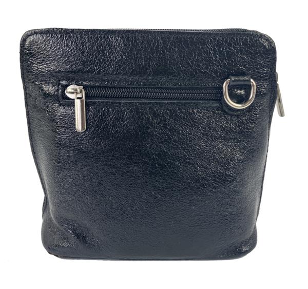 Grote foto black diamond vera pelle italiaans leren schoudertasje rits rondom kleding dames sieraden