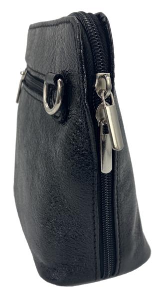 Grote foto black diamond vera pelle italiaans leren schoudertasje rits rondom kleding dames sieraden