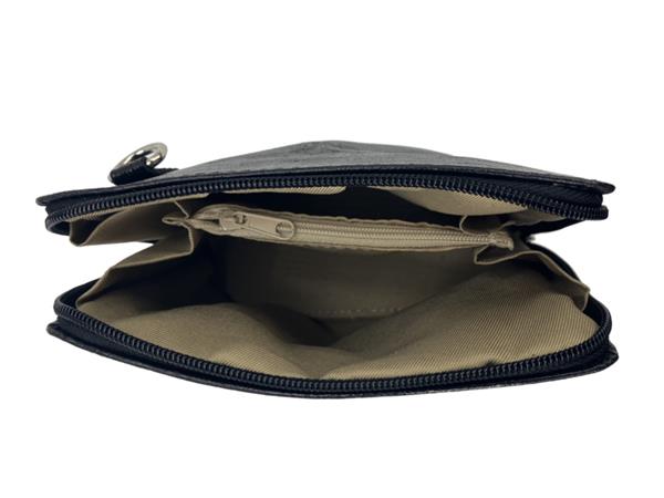 Grote foto black diamond vera pelle italiaans leren schoudertasje rits rondom kleding dames sieraden