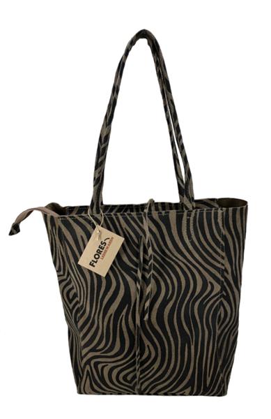 Grote foto zebra taupe vera pelle wild leren shopper sieraden tassen en uiterlijk schoudertassen