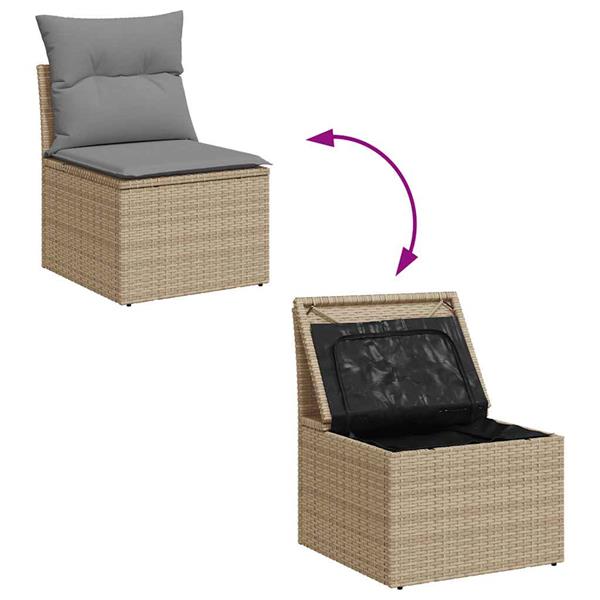Grote foto vidaxl 6 delige loungeset met kussens poly rattan acacia beige tuin en terras tuinmeubelen