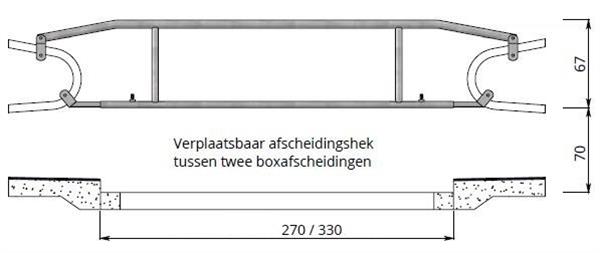Grote foto verplaatsbaar afscheidingshek tussen twee boxafscheidingen lengte 270 330 cm dieren en toebehoren runderen