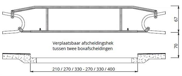 Grote foto verplaatsbaar afscheidingshek tussen twee boxafscheidingen lengte 270 330 cm dieren en toebehoren runderen