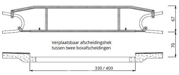 Grote foto verplaatsbaar afscheidingshek tussen twee boxafscheidinge lengte 300 400 cm dieren en toebehoren runderen