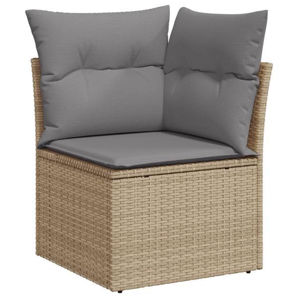 Grote foto vidaxl 7 delige loungeset met kussens poly rattan beige tuin en terras tuinmeubelen