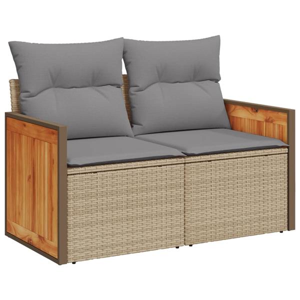 Grote foto vidaxl 7 delige loungeset met kussens poly rattan beige tuin en terras tuinmeubelen