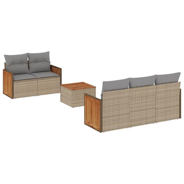 Grote foto vidaxl 6 delige loungeset met kussens poly rattan beige tuin en terras tuinmeubelen