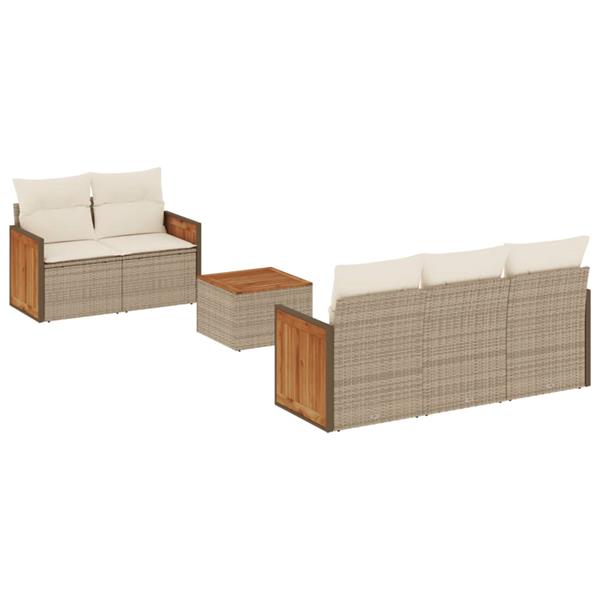 Grote foto vidaxl 6 delige loungeset met kussens poly rattan beige tuin en terras tuinmeubelen