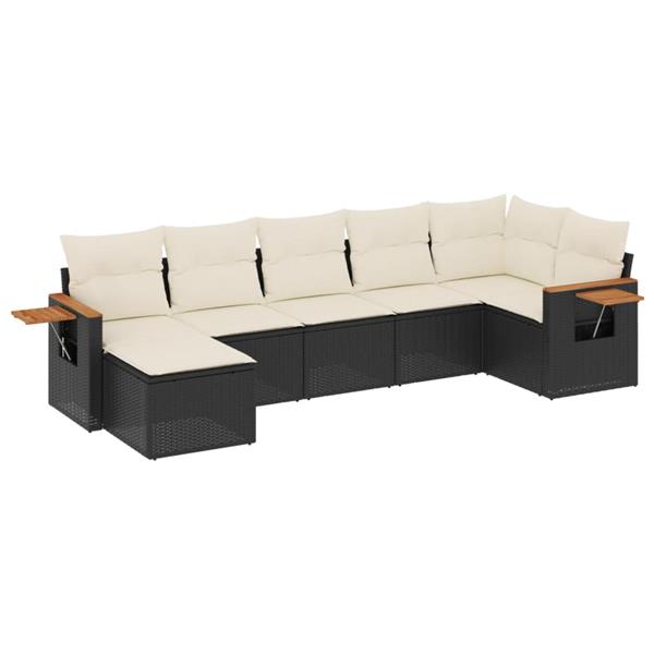 Grote foto vidaxl 7 delige loungeset met kussens poly rattan zwart tuin en terras tuinmeubelen