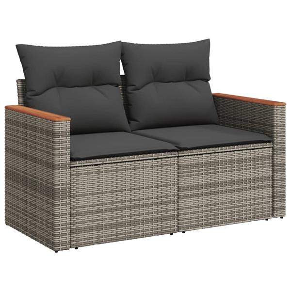 Grote foto vidaxl 8 delige loungeset met kussens poly rattan grijs tuin en terras tuinmeubelen