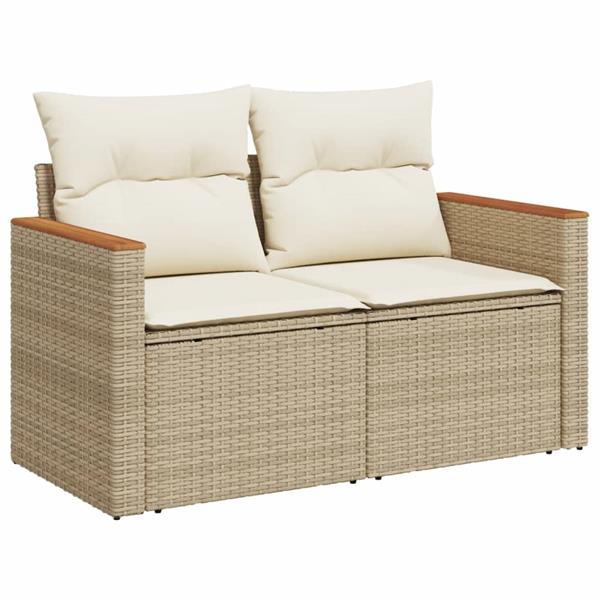 Grote foto vidaxl 7 delige loungeset met kussens poly rattan beige tuin en terras tuinmeubelen