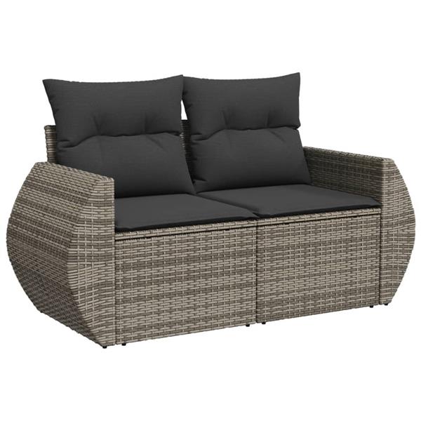 Grote foto vidaxl 7 delige loungeset met kussens poly rattan grijs tuin en terras tuinmeubelen