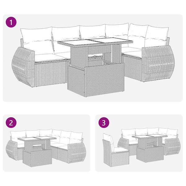 Grote foto vidaxl 6 delige loungeset met kussens poly rattan grijs tuin en terras tuinmeubelen