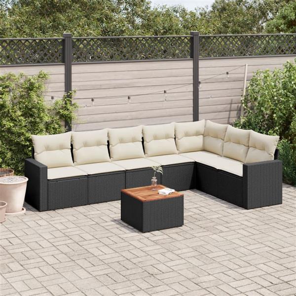 Grote foto vidaxl 8 delige loungeset met kussens poly rattan zwart tuin en terras tuinmeubelen