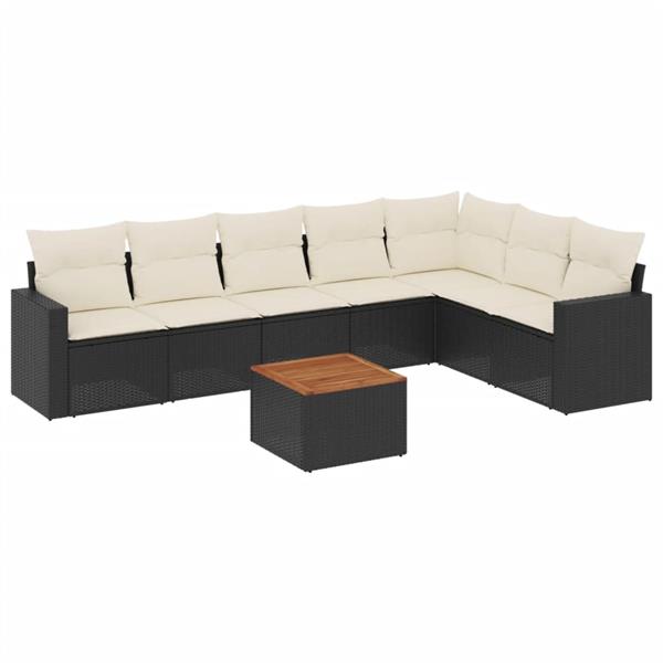 Grote foto vidaxl 8 delige loungeset met kussens poly rattan zwart tuin en terras tuinmeubelen