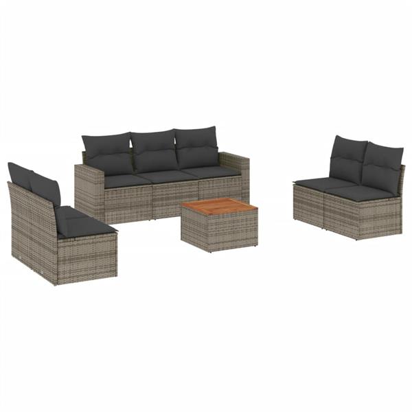 Grote foto vidaxl 8 delige loungeset met kussens poly rattan grijs tuin en terras tuinmeubelen
