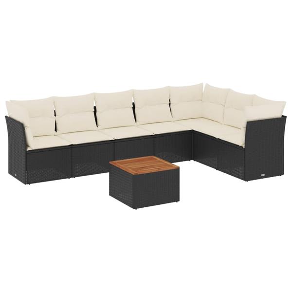 Grote foto vidaxl 8 delige loungeset met kussens poly rattan zwart tuin en terras tuinmeubelen