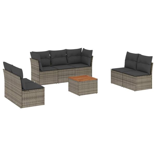 Grote foto vidaxl 8 delige loungeset met kussens poly rattan grijs tuin en terras tuinmeubelen