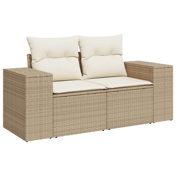 Grote foto vidaxl 6 delige loungeset met kussens poly rattan beige tuin en terras tuinmeubelen