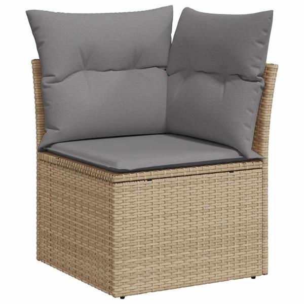 Grote foto vidaxl 7 delige loungeset met kussens poly rattan beige tuin en terras tuinmeubelen