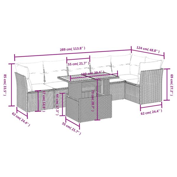 Grote foto vidaxl 7 delige loungeset met kussens poly rattan zwart tuin en terras tuinmeubelen