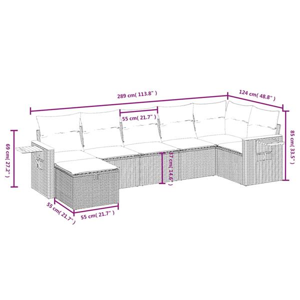 Grote foto vidaxl 7 delige loungeset met kussens poly rattan zwart tuin en terras tuinmeubelen