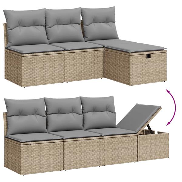 Grote foto vidaxl 7 delige loungeset met kussens poly rattan gemengd beige tuin en terras tuinmeubelen