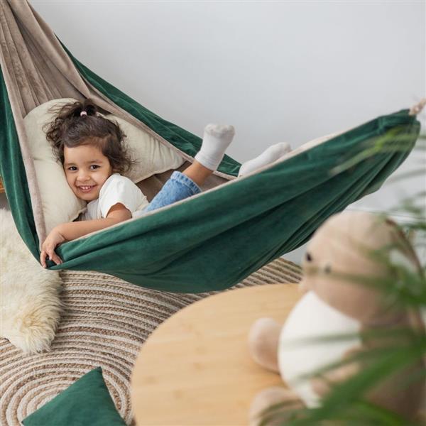Grote foto luxe hangmat velvet emerald beige emerald kinderen en baby complete kinderkamers