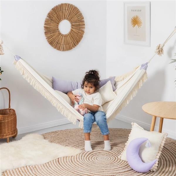 Grote foto luxe hangmat lila met franjes lila kinderen en baby complete kinderkamers