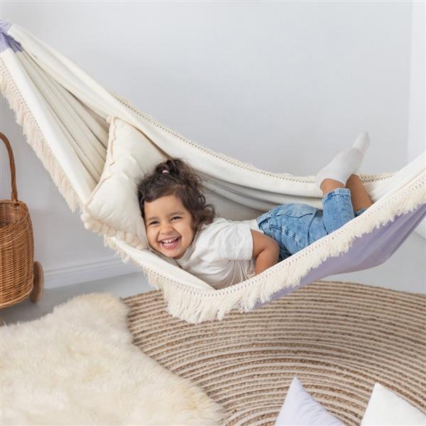 Grote foto luxe hangmat lila met franjes lila kinderen en baby complete kinderkamers