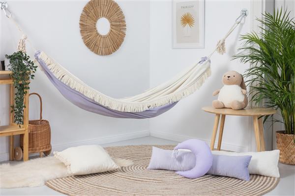 Grote foto luxe hangmat lila met franjes lila kinderen en baby complete kinderkamers