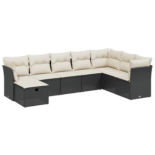 Grote foto vidaxl 8 delige loungeset met kussens poly rattan zwart tuin en terras tuinmeubelen
