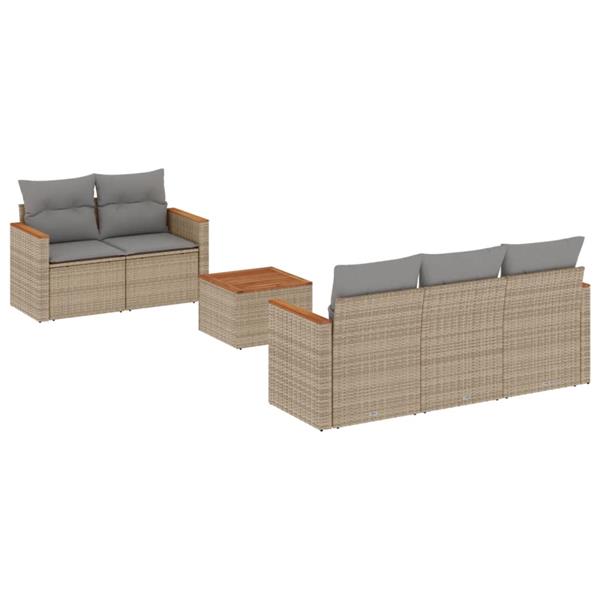 Grote foto vidaxl 6 delige loungeset met kussens poly rattan beige tuin en terras tuinmeubelen