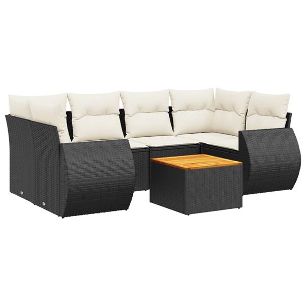Grote foto vidaxl 7 delige loungeset met kussens poly rattan zwart tuin en terras tuinmeubelen