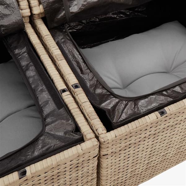 Grote foto vidaxl 7 delige loungeset met kussens poly rattan gemengd beige tuin en terras tuinmeubelen