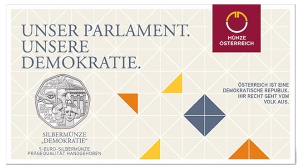 Grote foto oostenrijk 5 euro 2022 democratie zilver bu verzamelen munten overige