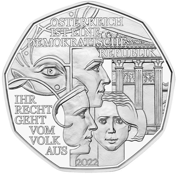 Grote foto oostenrijk 5 euro 2022 democratie zilver bu verzamelen munten overige