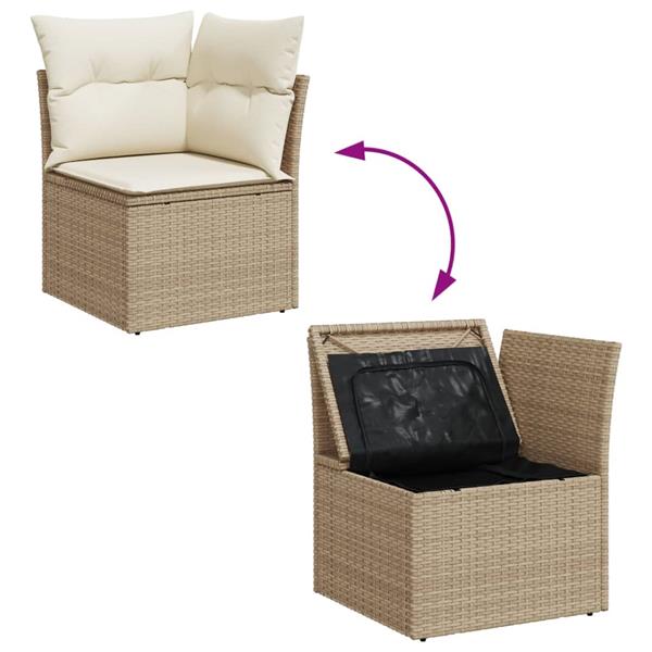 Grote foto vidaxl 7 delige loungeset met kussens poly rattan beige tuin en terras tuinmeubelen
