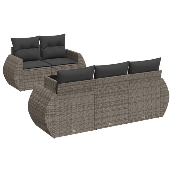 Grote foto vidaxl 6 delige loungeset met kussens poly rattan grijs tuin en terras tuinmeubelen