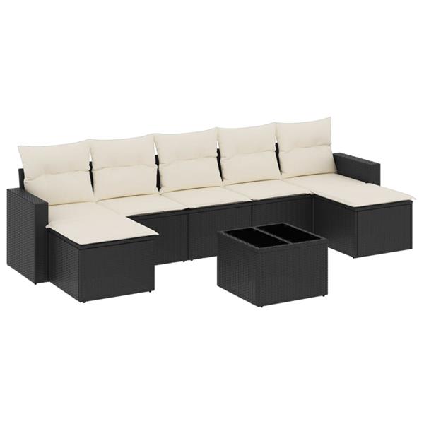 Grote foto vidaxl 8 delige loungeset met kussens poly rattan zwart tuin en terras tuinmeubelen