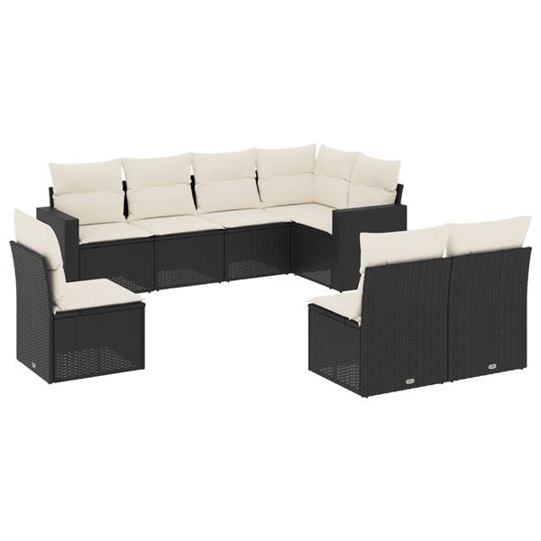 Grote foto vidaxl 8 delige loungeset met kussens poly rattan zwart tuin en terras tuinmeubelen