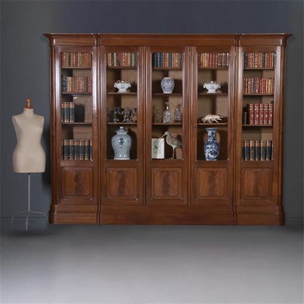 Grote foto allemachtig grote bibliotheekkast met 5 deuren ruim 3 meter breed ca 1925 no.212810 antiek en kunst stoelen en banken