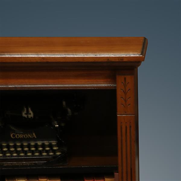 Grote foto lage en brede open boekenkast noten met zwarte accenten ca 1880 no.260610 antiek en kunst stoelen en banken